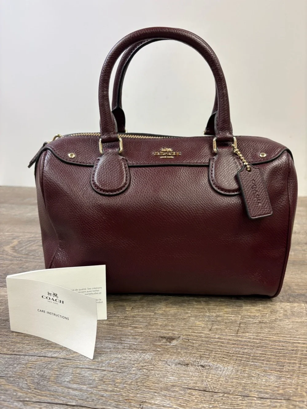 Coach Mini Bennett Satchel Oxblood Leather F36624  Bag Burgundy - Picture 13 of 13